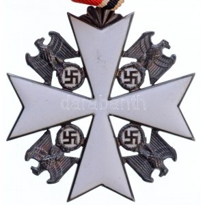 Német Harmadik Birodalom 1937. Német Sasrend 3. Osztálya aranyozott, zománcozott Ag kitüntetés fülön 900 fémjellel...