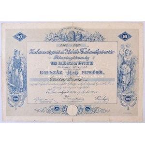 Zalaszentgrót 1926. Zalaszentgrót és Vidéke Takarékpénztár névre szóló tíz részvénye egyben, összesen 100P-ről...