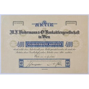 Ausztria / Bécs 1923. M. L. Biedermann & Co. Bankaktiengesellschaft in Wien részvény 400K-ról T:I- / Austria ...