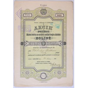 Csehszlovákia / Kolin 1920. Akciovná továrna na vyrábeni umelych hnojiv a lucebnin részvény 200K-ról...