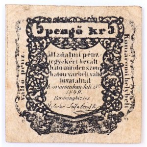 Komárom 1849. 5kr 2mm-es betűk T:III / Hungary / Komárom 1849. 5 Kreuzer 2mm wide letters C:F Adamo KOM-3...
