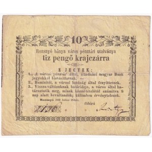 Rozsnyó 1849. július 16.10kr Rozsnyó bánya város pénztári utalványa T:III / Hungary / Rozsnyó 16.07.1849. 10 Kreuzer ...