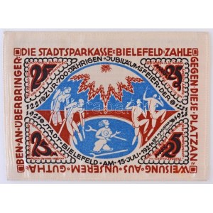 Németország / Weimari Köztársaság / Bielefeld 1921. 25M selyem, bélyegzéssel T:I,I- / Germany / Weimar Republic ...