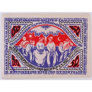 Németország / Weimari Köztársaság / Bielefeld 1921. 50M selyem, bélyegzéssel T:I / Germany / Weimar Republic ...