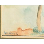 Balogh István (1890-1956): Erdélyi táj. Akvarell, papír, jelzett. Üvegezett fa keretben, 15,5×12 cm / István Balogh ...