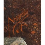 Neogrády Antal (1944-): Brassó látképe. Olaj, falemez, jelzett, fa keretben, 50×80 cm / Antal Neogrády (1944-)...