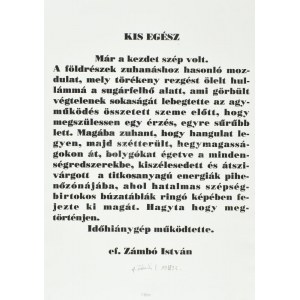 ef.Zámbó (efZámbó) István (1950): Kis egész (ars poetica). Szitanyomat, merített papír, jelzett, számozott: 37/50...