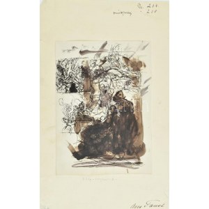 Liezen-Mayer Sándor (1839-1898): 3 db illusztráció Goethe Faust c. művéhez, 2 lapon. Diópác, fedőfehér, papír...