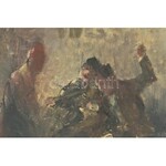 Bruck Miksa (1863-1920): Mulatozók. Olaj, vászon. Jelezve balra lent. Vakkeret nélkül. 22x24 cm / oil on canvas, signed...