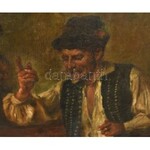 Baditz Ottó (1849-1936): Mulatozók. Olaj, vászon. Jelzett. Restaurált. Keret nélkül. 115x82 cm...