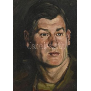 Nemes Ősz György (1885-1958): Önarckép I. világháborús hadifogolyként, Marseille, 1918. Olaj, vászon...