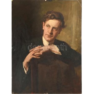 Kukán Géza (1890-1936): Sárdy Brutus festő, restaurátor arcképe, 1931. Olaj, vászon, jelzett...