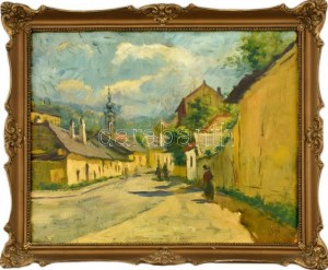 Berkes Antal (1874-1938): Tabán. Olaj, karton. Jelzett. 40x50cm. Dekoratív, sérült keretben.