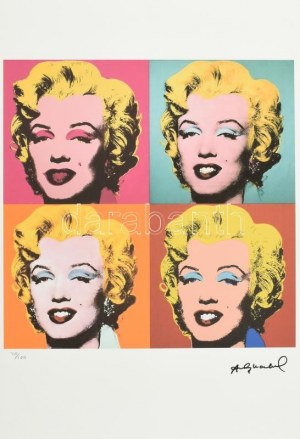 Andy Warhol (1928-1987): Négyszögletes Marylin Monroe Litográfia, papír. Sorszámozot 39/100 jelzett a nyomaton...