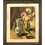 Csikós Tóth András (1902-1963): Csendélet bokállyal, 1933. Akvarell, papír, jelzett, üvegezett fa keretben, 41,5×29...