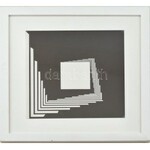 Marcello Morandini: Geometrikus kompozíció. Szitanyomat, papír. Jelzett a hátoldalán. Üvegezett fa keretben, 27x27 cm...