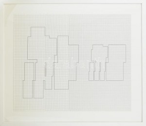 Kovács Attila (1938-2017): Koordináta geometria, szitanyomat, 1973/75, 91/100, 60x80cm, jelzett a hátoldalán...