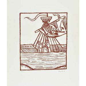 Nagy Pál (1934-): Hajótöröttek. Szitanyomat, papír, jelzett, művészpéldány EA. jelzéssel. 30,5×25,5 cm ...