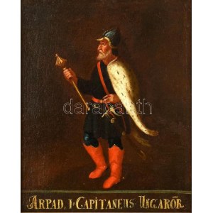 XVIII. v. XIX. sz. ismeretlen magyar festő: Árpád fejedelem portréja (Arpad I. capitaneus ungaror). Olaj, vászon...