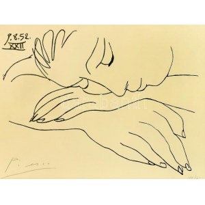 Pablo Picasso (1881 - 1973):  Visage de la Paix  (A béke vagy a nyugalom arca). Litográfia, papír. Jelzett...