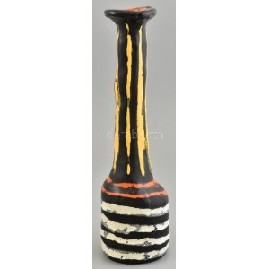 Gorka Lívia (1925-2011): Csíkos váza. Festett mázas kerámia, jelzett, restaurált / Lívia Gorka (1925-2011)...