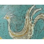 Gorka Lívia (1925 - 2011): Tálkák. (madár, hal, tyúk) Türkiz, sárga és fekete, narancs mázakkal festett kerámia...