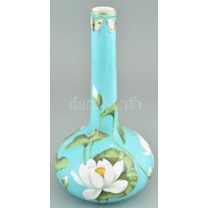 Herend kézzel festett szecessziós porcelán váza domborműves tavirózsákkal és pillangókkal. Jelzett: Herend 7141...