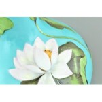 Herend kézzel festett szecessziós porcelán váza domborműves tavirózsákkal és pillangókkal. Jelzett: Herend 7141...