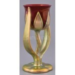 Zsolnay modern tulipán váza, eozin mázas, plasztikus díszítésekkel, jelzett, hibátlan, m...