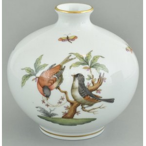 Herendi Rothschild mintás gömb váza, kézzel festett, hibátlan, kopott aranyozás, jelzett, m:10 cm, d...