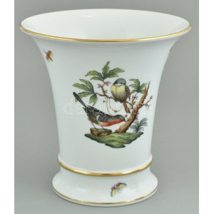 Herendi Rothschild mintás váza, kézzel festett, hibátlan, kopott aranyozás, jelzett, m:15 cm, d...