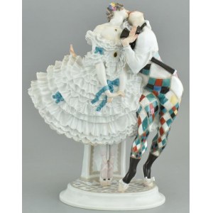 Harlequin és Kolumbina (az orosz balett karnevál figuracsoportból) Meissen, 1914 körül (Paul Scheurich modellje)...