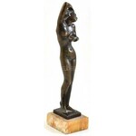 Kerényi Jenő (1908-1975) - Kleopátra a kígyóval. Patinázott bronz kisplasztika márványtalpon. Jelzett...