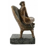 Farkas Ferenc (1958- ): Fotel. m: 31 cm, bronz, kő, 2006. Jelzett. Hibátlan.  1986-tól tagja a Művészeti Alapnak (MAOE)...