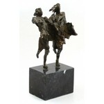 Józsa Lajos (1944-): Kánkán. Bronz, márvány talapzaton. Jelzés nélkül. 17 cm