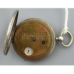 Antik Michronometre kulcsos zsebóra, különleges, városrészletet ábrázoló vésett híddal és kis iránytűvel...