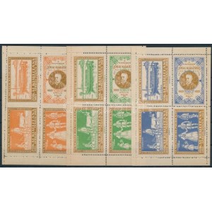 1925 Nemzeti Múzeum Jókai kiállítás 3 klf levélzáró kisív / 3 different mini sheets