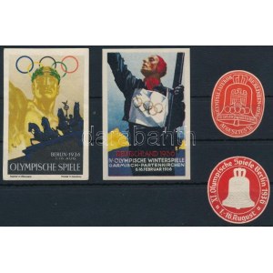 1936 4 db Berlini Olimpia levélzáró / 4 labels