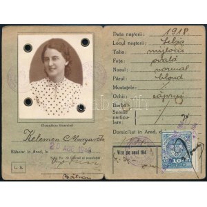 1940 Arad, igazolvány, 10L helyi illetékbélyeggel / ID with 10L local document stamp