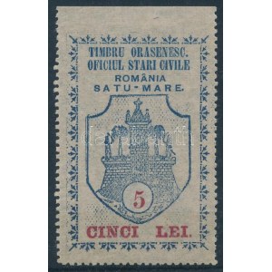 1924 Satu Mare (Szatmárnémeti) 5Lei városi illetékbélyeg / fiscal stamp (Cojocar 3.95.i.8.)