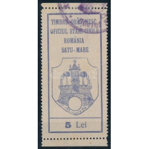 1922 Satu Mare (Szatmárnémeti) 5Lei városi illetékbélyeg / fiscal stamp (Cojocar 3.95.i.7.)