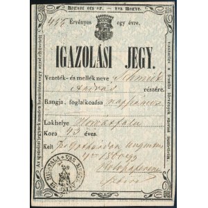 1861 Igazolási jegy napszámos részére