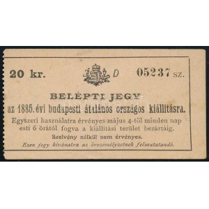 1885 Belépti jegy a budapesti általános országosa kiállításra