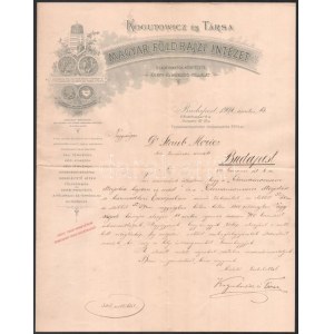 1901 A Kogutowitz és Társa - Magyar Földrajzi Intézet fejléces autográf levele dr...