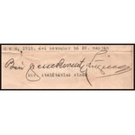 1910 báró Szentkereszty Zsigmond nagyváradi kir. itélőtábla elnökének saját kezű aláírása egy áthelyezési okmányon...