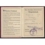 1941 Deutsche Arbeitsfront tagsági könyv / booklet