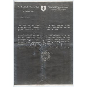 1944 Bp., Svájci Követség kivándorlási osztálya által kiállított csoportos útlevél korabeli, hiteles másolata...