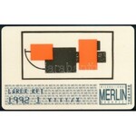 1992 Merlin Színház, Jazz-klub és étterem dombornyomású műanyag tagsági kártya, számozott VIII/X számmal...