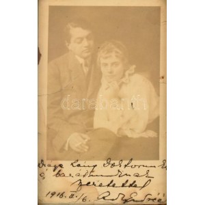 Ady Endre (1877-1919) autográf dedikálással ellátott, Csinszkával közös fényképe, kezelőorvosának dr...
