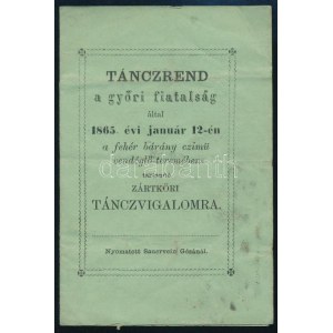 1865 Tánczend a győri fiatalság által 1865. évi január 12-én a fehér bárány czímü vendéglő...